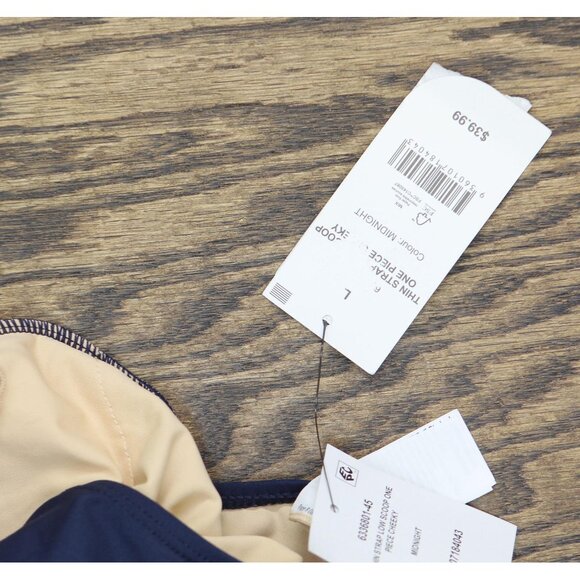 NWT Cotton On Womens Thin-Strap Scoop-Back One Piece Swimsuit Mightnight Blue L - Picture 6 of 7